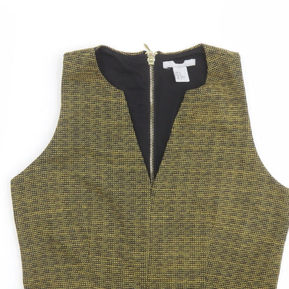 H&M Womens Yellow Polyester Basic Blouse Size M V-Neck - Peplum