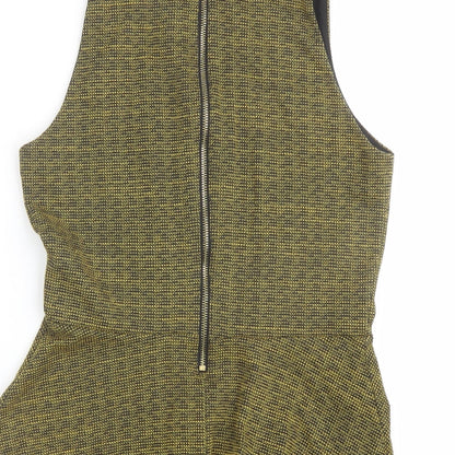 H&M Womens Yellow Polyester Basic Blouse Size M V-Neck - Peplum
