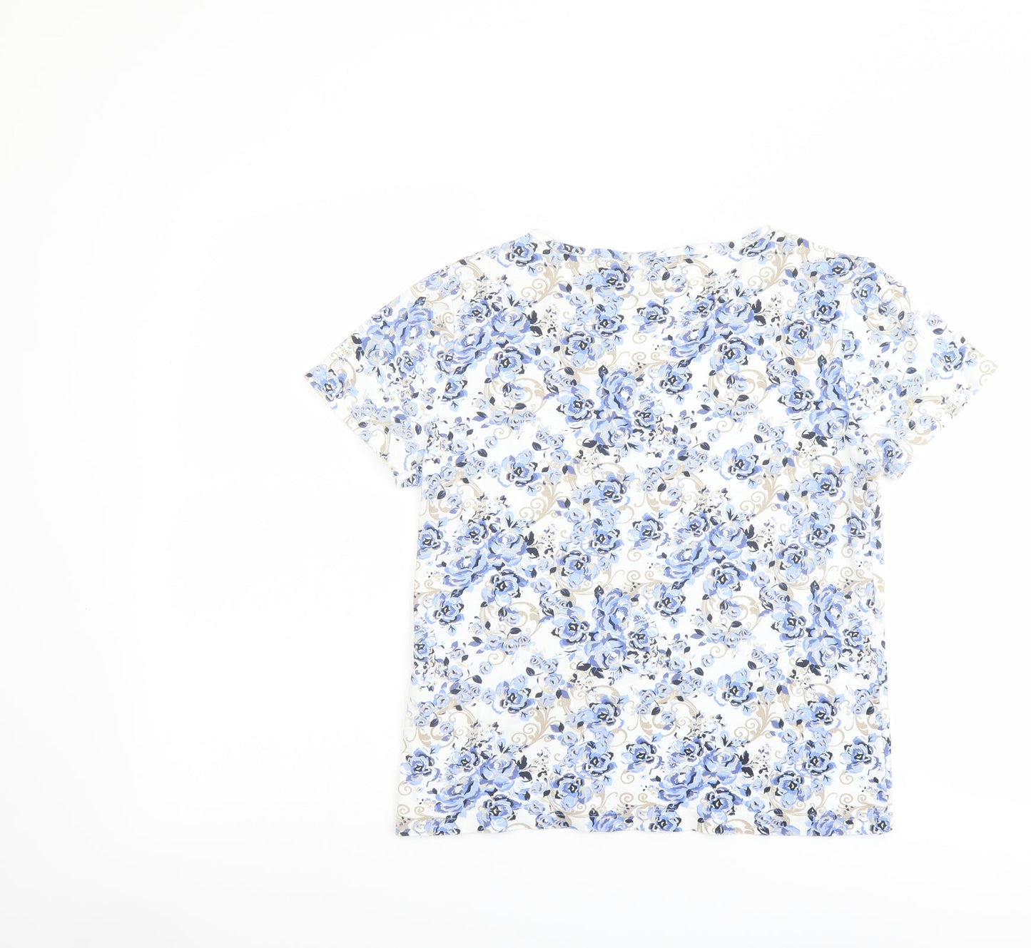 Bonmarché Womens Multicoloured Floral Cotton Basic T-Shirt Size S Boat Neck