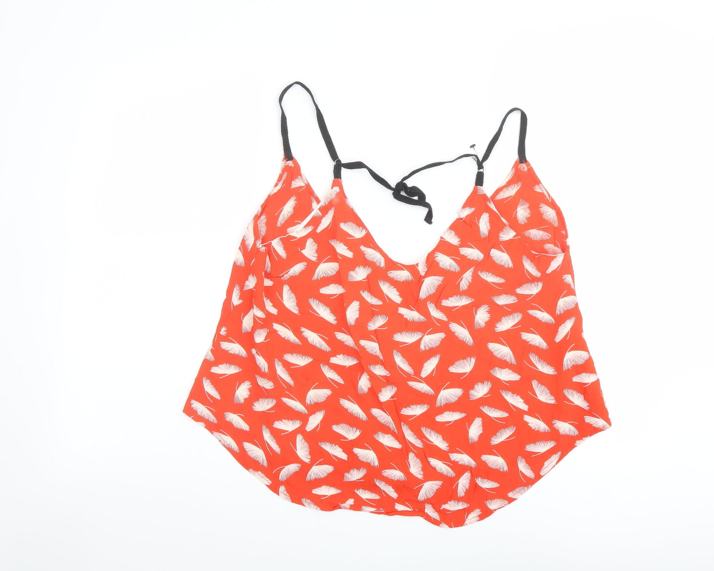 RVCA Womens Red Geometric Viscose Camisole Tank Size M V-Neck - Feather Print