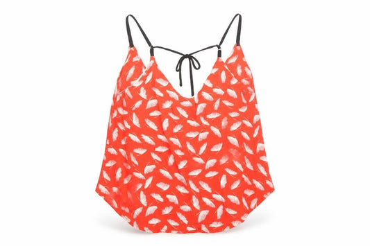 RVCA Womens Red Geometric Viscose Camisole Tank Size M V-Neck - Feather Print