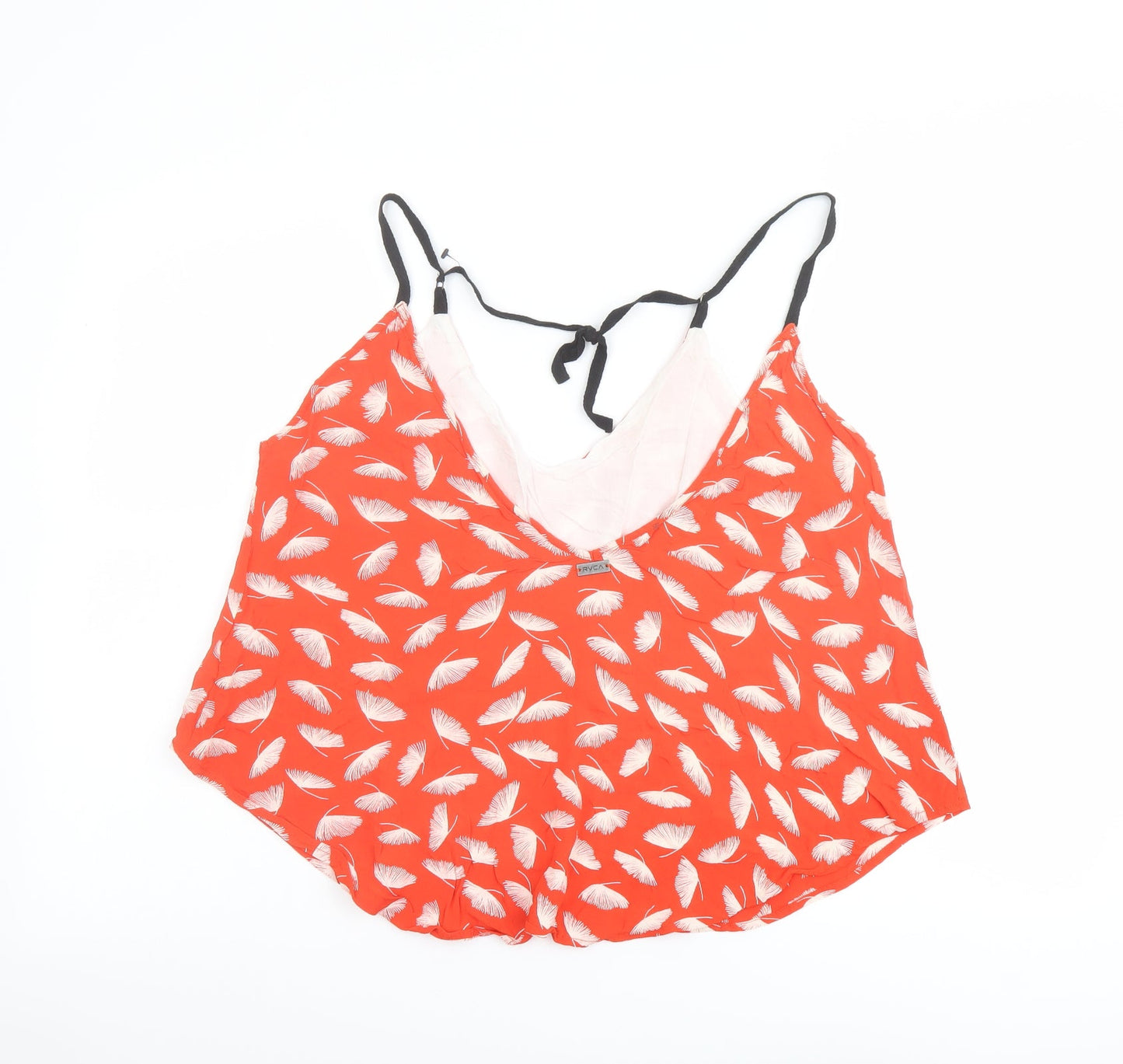 RVCA Womens Red Geometric Viscose Camisole Tank Size M V-Neck - Feather Print