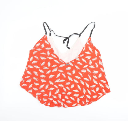 RVCA Womens Red Geometric Viscose Camisole Tank Size M V-Neck - Feather Print