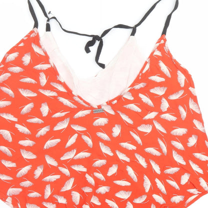 RVCA Womens Red Geometric Viscose Camisole Tank Size M V-Neck - Feather Print
