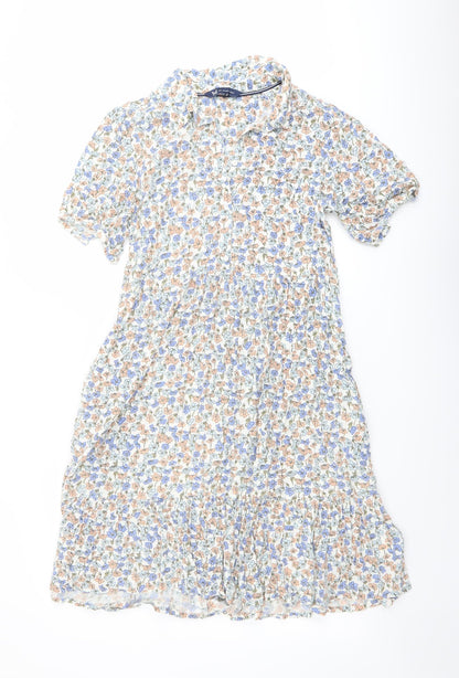 Crew Clothing Womens Multicoloured Floral Viscose Shirt Dress Size 10 Collared Button