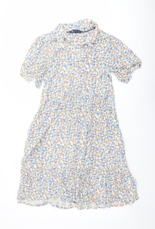 Crew Clothing Womens Multicoloured Floral Viscose Shirt Dress Size 10 Collared Button