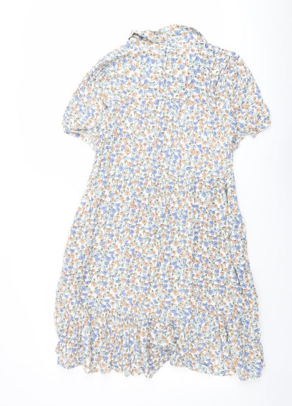 Crew Clothing Womens Multicoloured Floral Viscose Shirt Dress Size 10 Collared Button