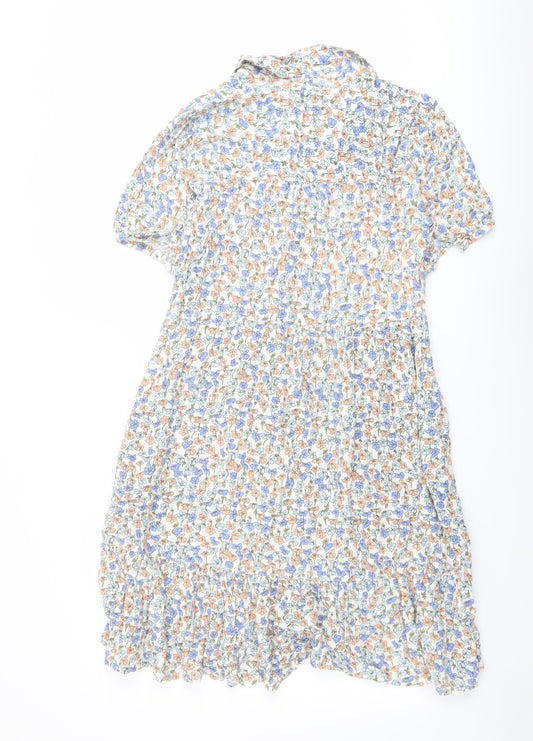 Crew Clothing Womens Multicoloured Floral Viscose Shirt Dress Size 10 Collared Button