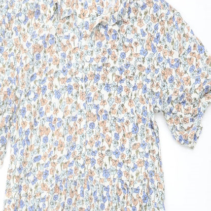 Crew Clothing Womens Multicoloured Floral Viscose Shirt Dress Size 10 Collared Button
