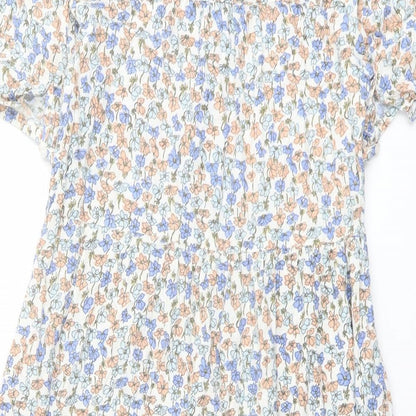 Crew Clothing Womens Multicoloured Floral Viscose Shirt Dress Size 10 Collared Button