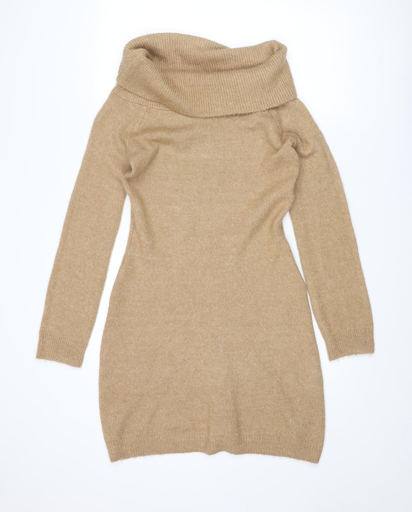 If It Were Me Womens Brown Roll Neck Acrylic Pullover Jumper Size M