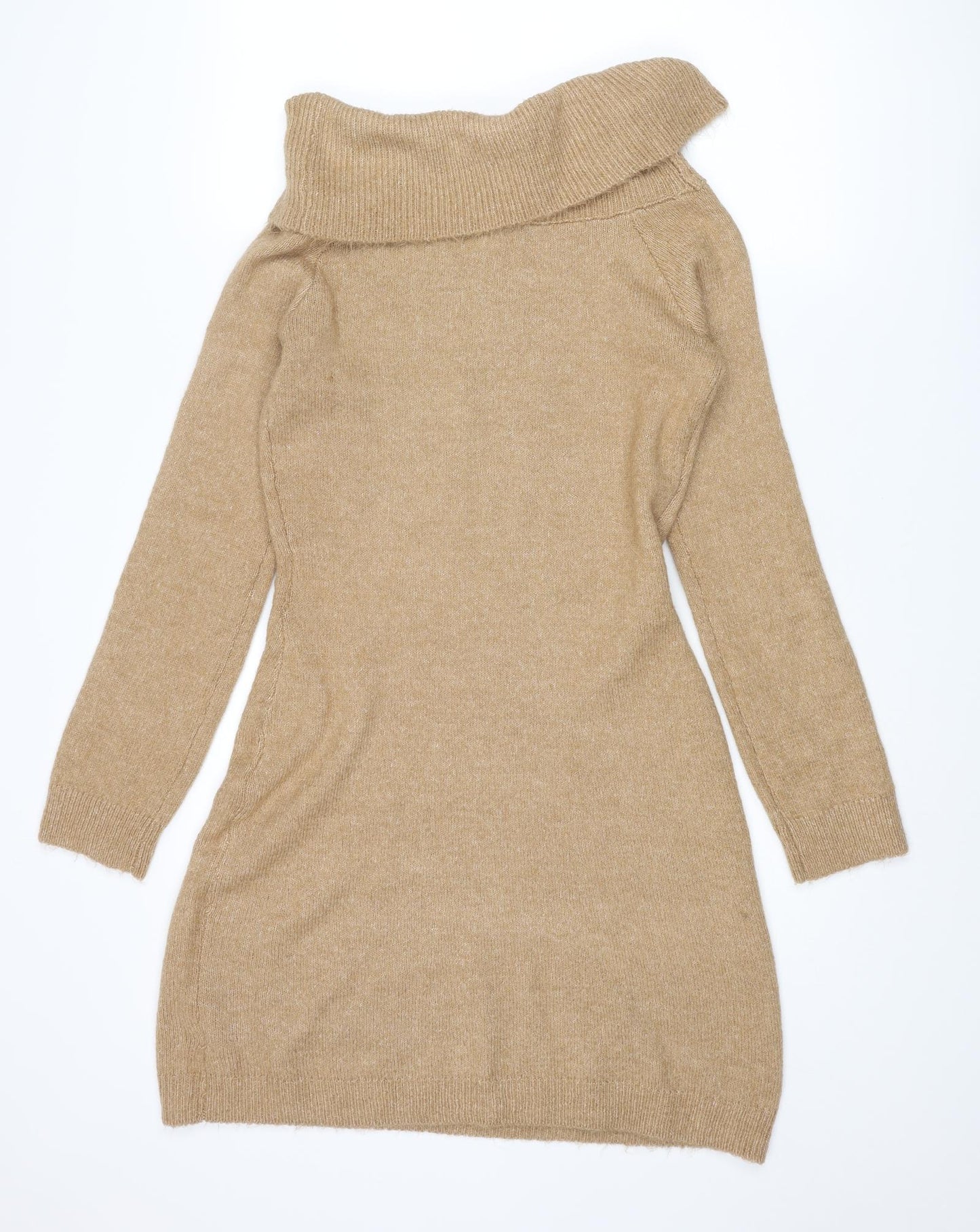 If It Were Me Womens Brown Roll Neck Acrylic Pullover Jumper Size M