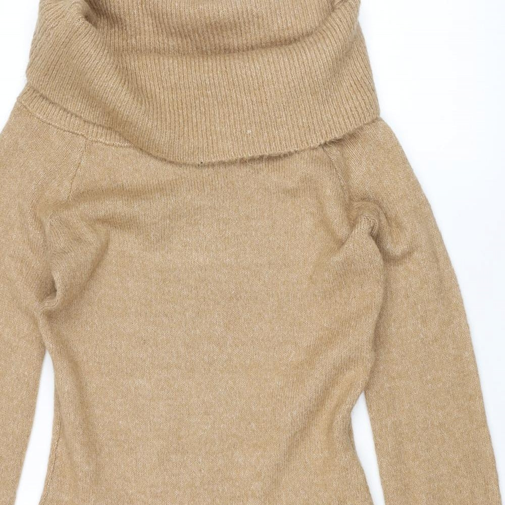 If It Were Me Womens Brown Roll Neck Acrylic Pullover Jumper Size M