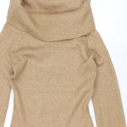 If It Were Me Womens Brown Roll Neck Acrylic Pullover Jumper Size M