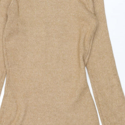 If It Were Me Womens Brown Roll Neck Acrylic Pullover Jumper Size M