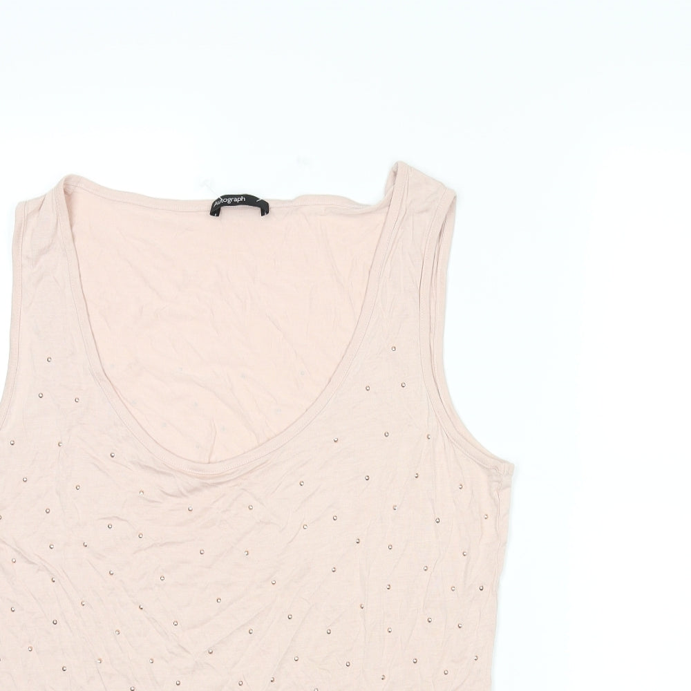 Autograph Womens Pink Viscose Basic Tank Size 18 Round Neck