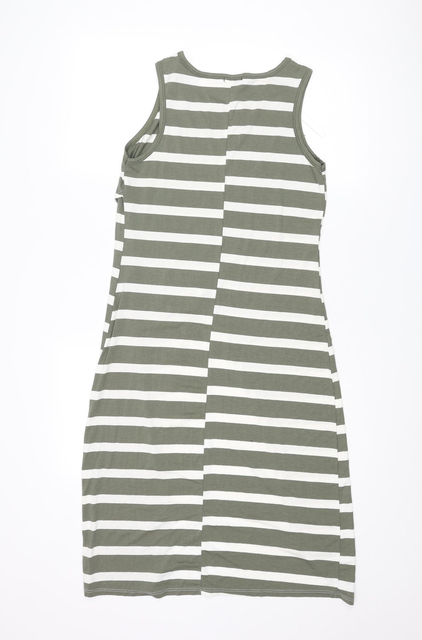 WalG Womens Green Striped Viscose Tunic Blouse Size M Round Neck - Size M-L