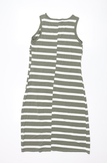 WalG Womens Green Striped Viscose Tunic Blouse Size M Round Neck - Size M-L