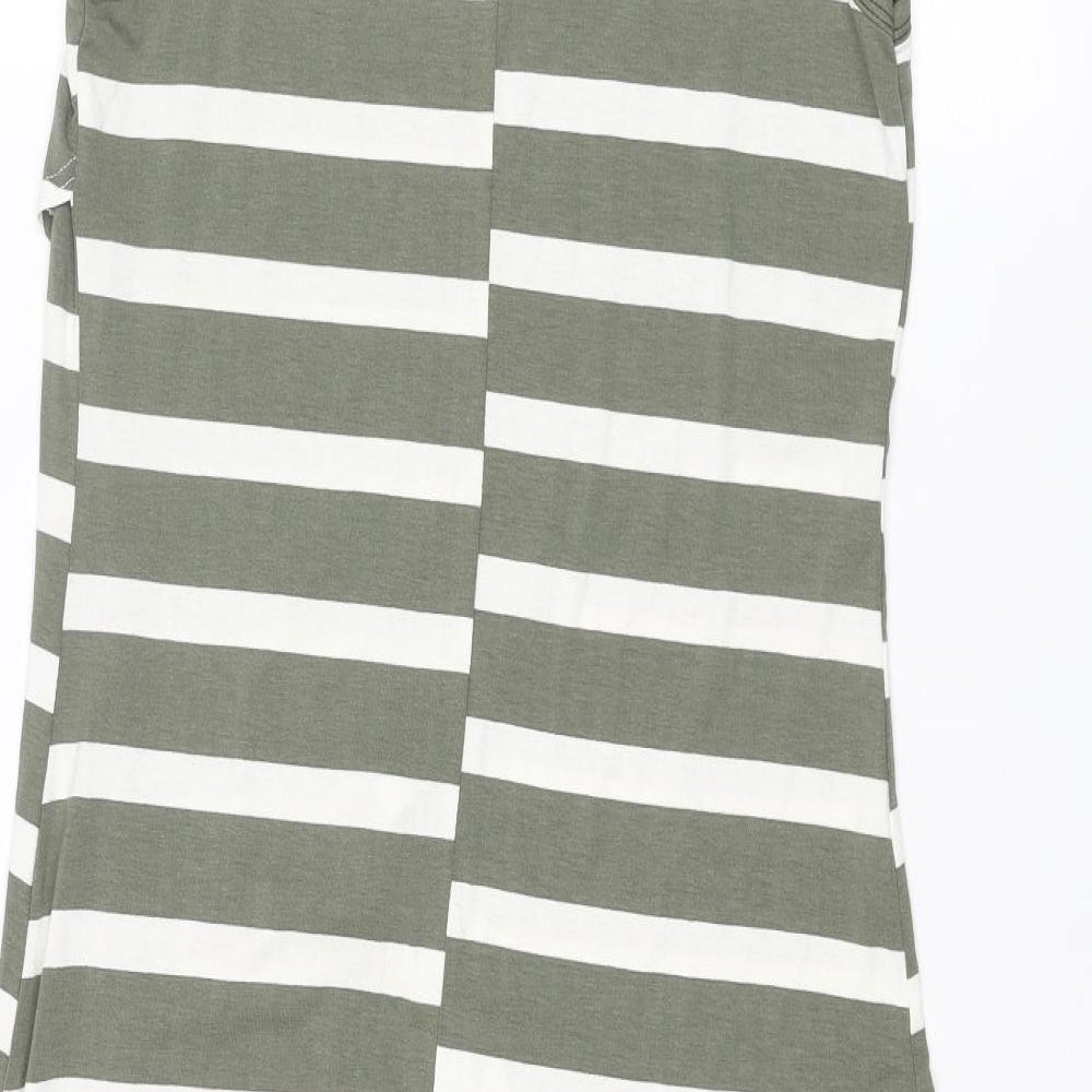 WalG Womens Green Striped Viscose Tunic Blouse Size M Round Neck - Size M-L