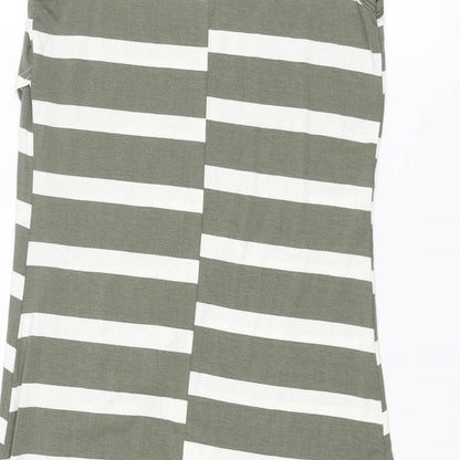 WalG Womens Green Striped Viscose Tunic Blouse Size M Round Neck - Size M-L