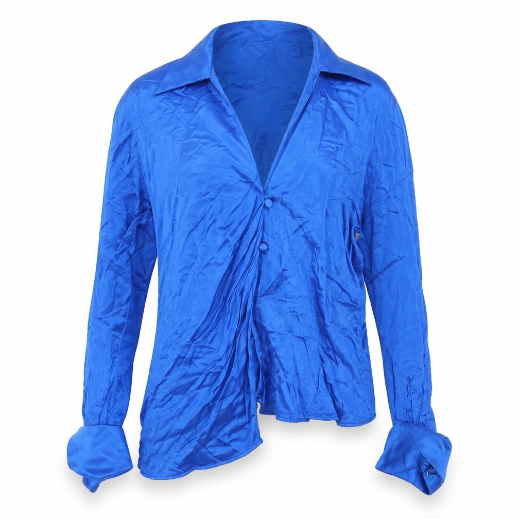Womens UK Size S Zara Blue Basic Button-Up