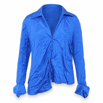 Womens UK Size S Zara Blue Basic Button-Up