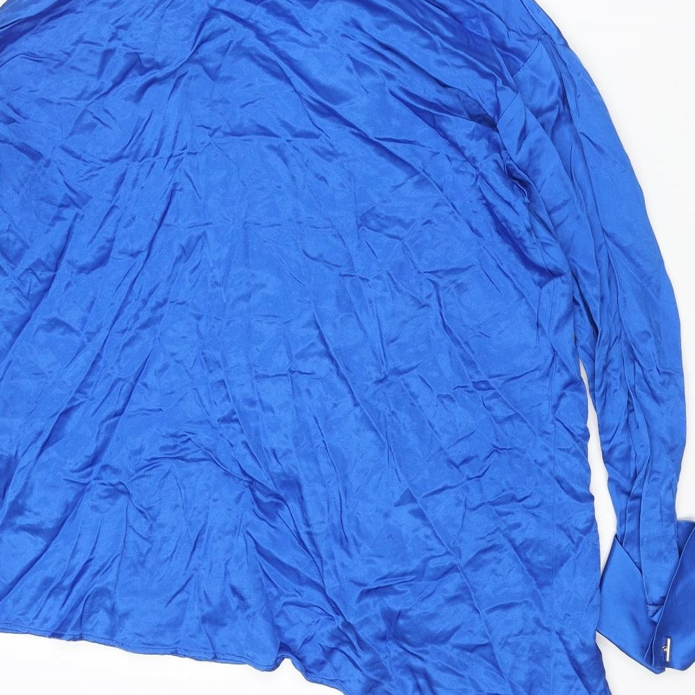 Womens UK Size S Zara Blue Basic Button-Up