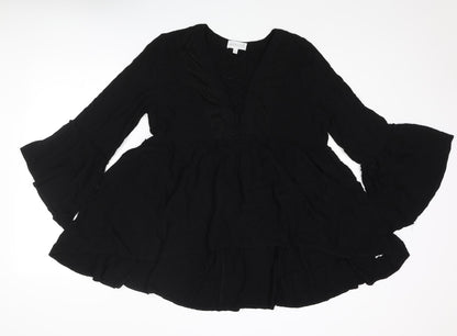 Womens UK Size 8 Apricot Black Basic Blouse
