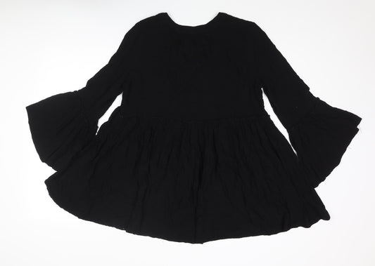 Womens UK Size 8 Apricot Black Basic Blouse