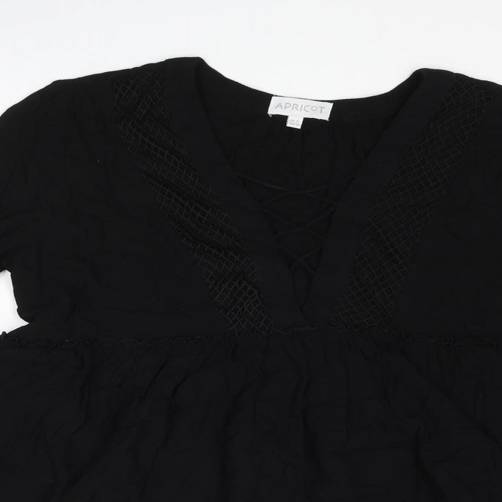 Womens UK Size 8 Apricot Black Basic Blouse
