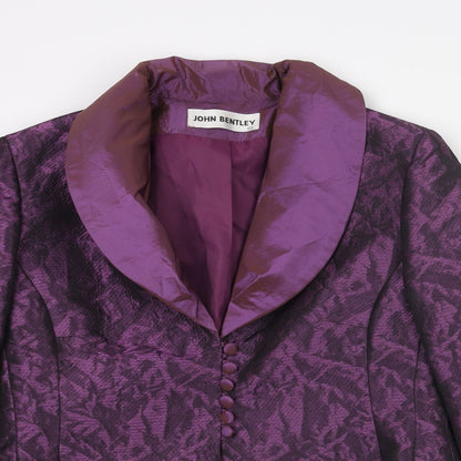 John Bentley Womens Purple Geometric Jacket Blazer Size 12 Button