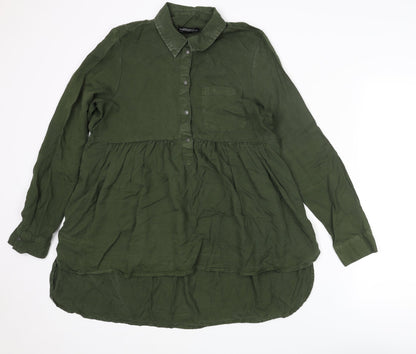 Womens UK Size S Zara Green Basic Blouse