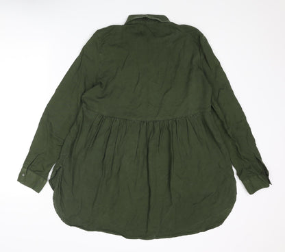 Womens UK Size S Zara Green Basic Blouse