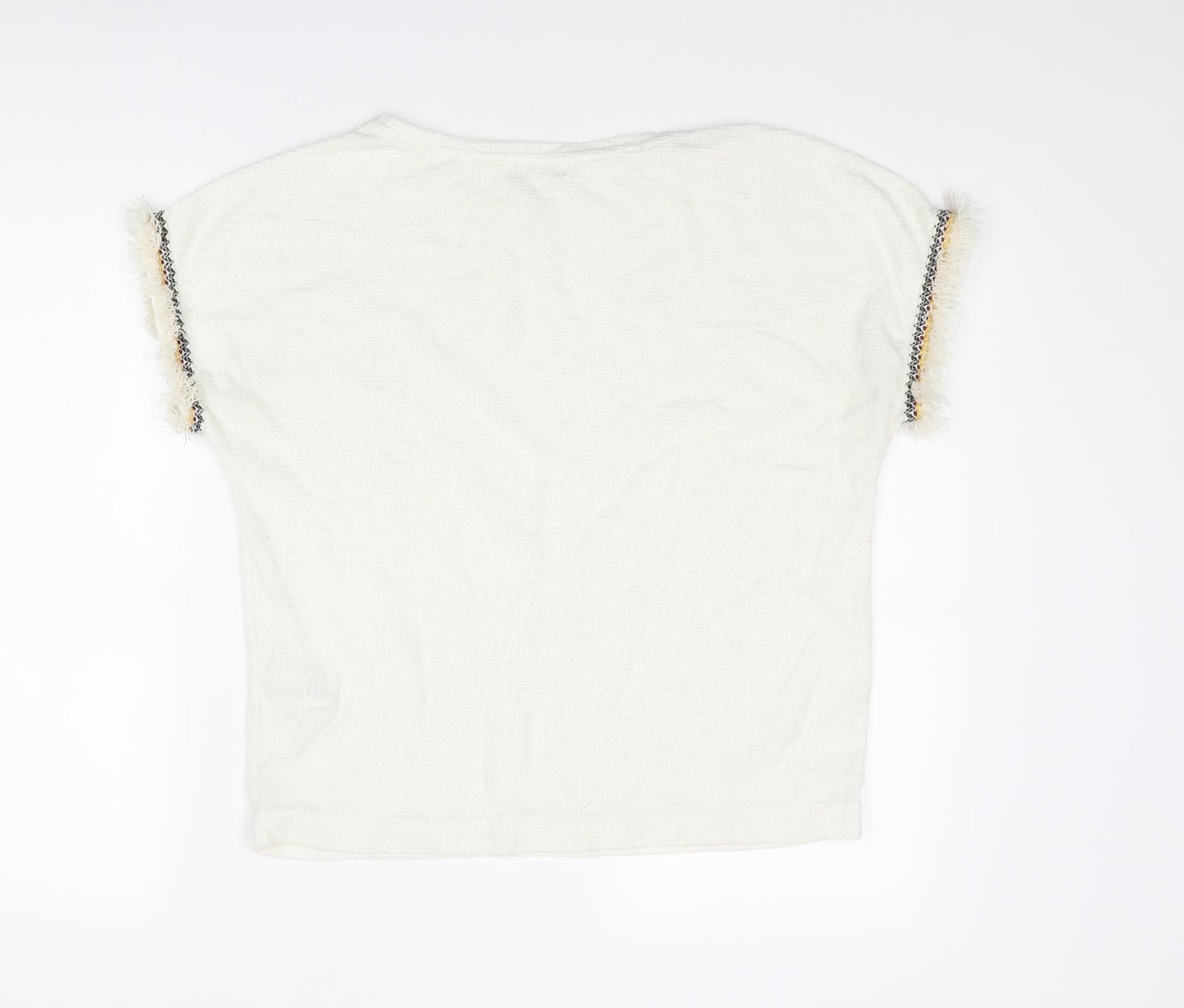 Apricot Womens Ivory Polyester Basic T-Shirt Size 12 Boat Neck
