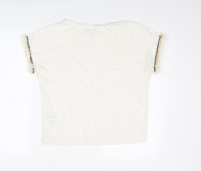 Apricot Womens Ivory Polyester Basic T-Shirt Size 12 Boat Neck