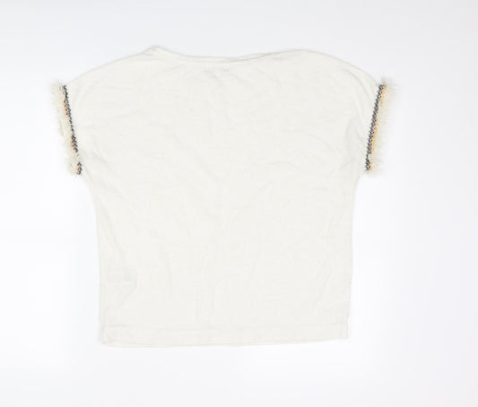 Apricot Womens Ivory Polyester Basic T-Shirt Size 12 Boat Neck