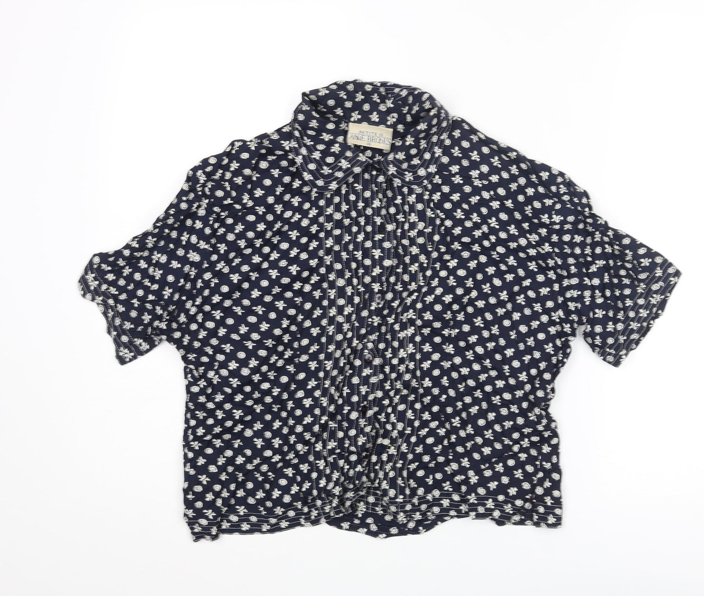 Womens UK Size 16 Anne Brooks Blue Basic Button-Up