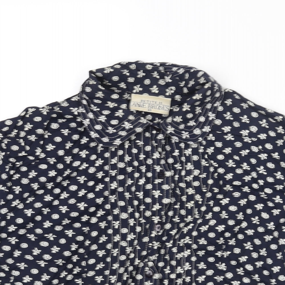 Womens UK Size 16 Anne Brooks Blue Basic Button-Up