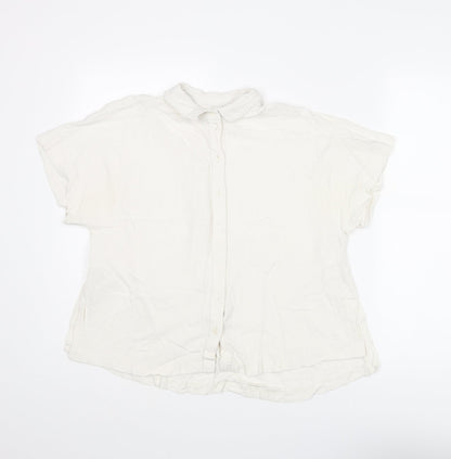 Womens UK Size 8 H&M Ivory Basic Button-Up