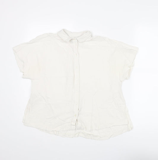 Womens UK Size 8 H&M Ivory Basic Button-Up