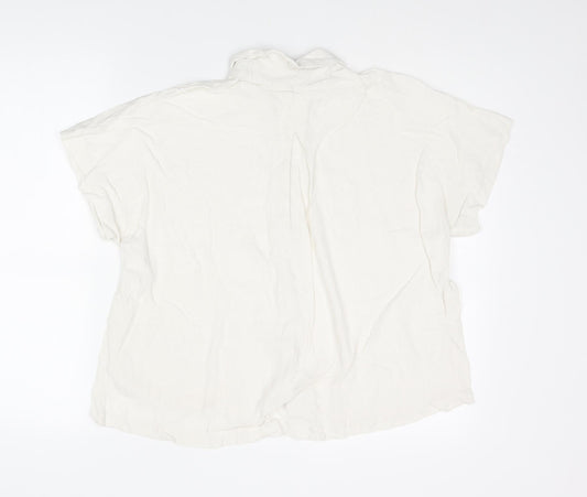 Womens UK Size 8 H&M Ivory Basic Button-Up