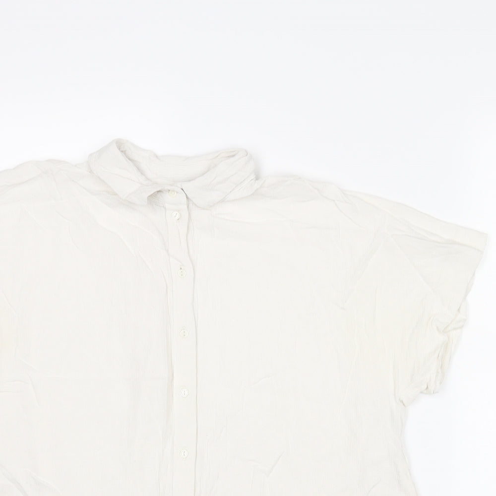 Womens UK Size 8 H&M Ivory Basic Button-Up