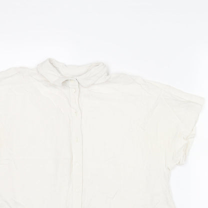 Womens UK Size 8 H&M Ivory Basic Button-Up