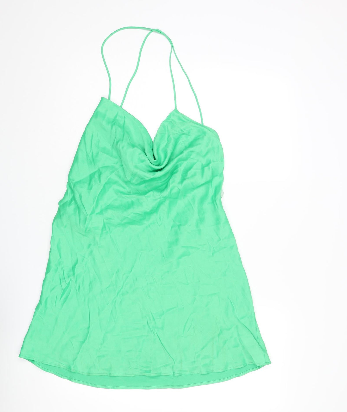 Zara Womens Green Viscose Mini Size 2XL Cowl Neck Pullover