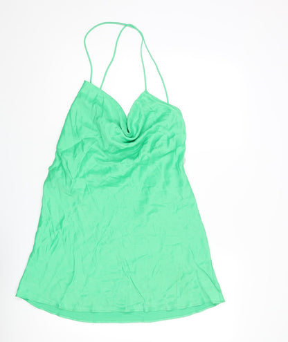 Zara Womens Green Viscose Mini Size 2XL Cowl Neck Pullover