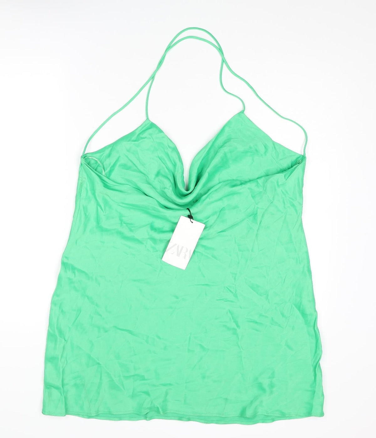 Zara Womens Green Viscose Mini Size 2XL Cowl Neck Pullover