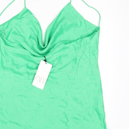 Zara Womens Green Viscose Mini Size 2XL Cowl Neck Pullover