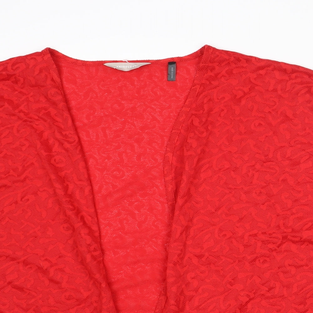Anthology Womens Red Geometric Polyester Kimono Blouse Size 16 V-Neck