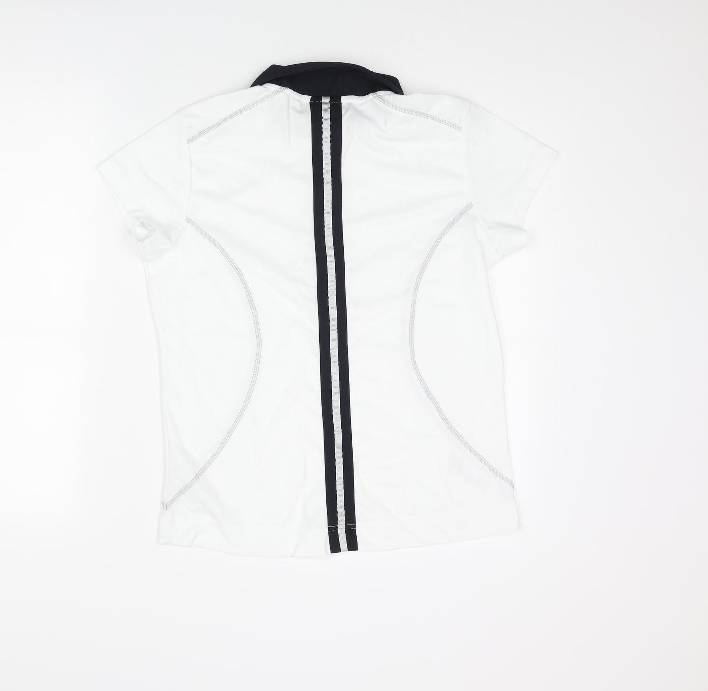 Daily Sports Womens White Polyester Basic T-Shirt Size L Collared Snap