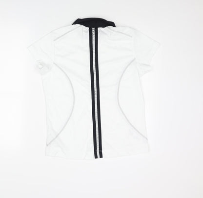 Daily Sports Womens White Polyester Basic T-Shirt Size L Collared Snap